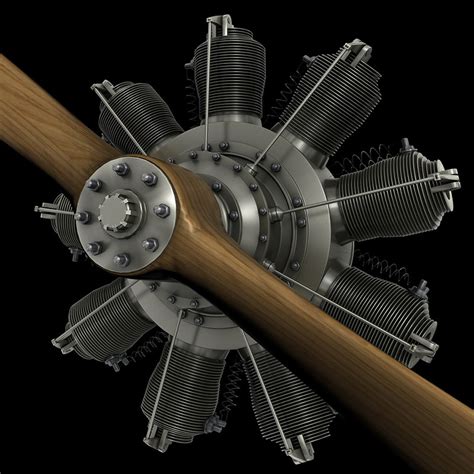 Gnome 9n Rotary Engine Obj
