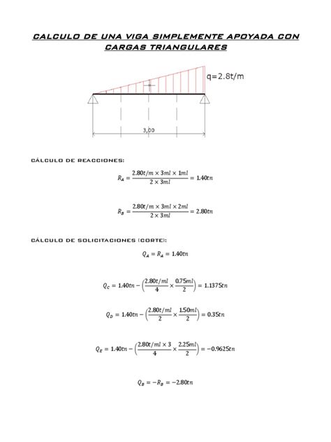 Calculo de Una Viga Simplemente Apoyada Con Cargas Triangulares | PDF ...