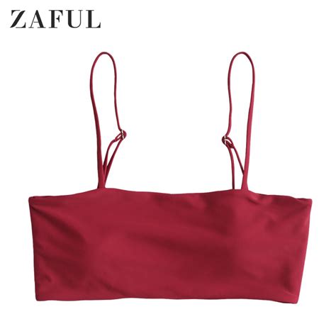 ZAFUL Red Wine Boning Side Plain Cami Bikini Top F Vicedeal