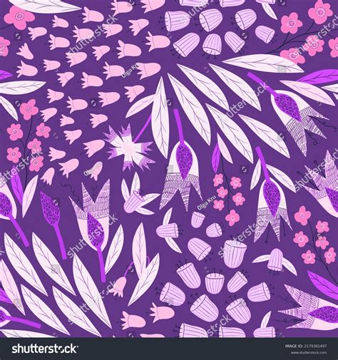 Ornament Wild Flowers Herbs Leaves Nude Stock Illustration 2179381497
