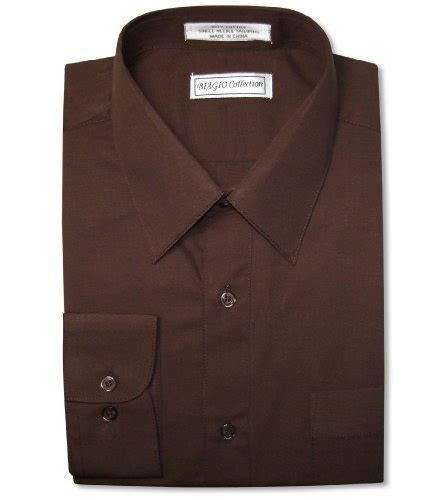 Biagio Mens 100 Cotton Chocolate Brown Dress Shirt W Convertible