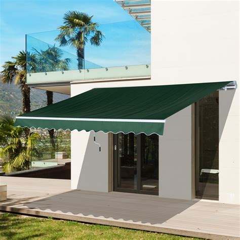 Outsunny 4 X 25m Garden Manual Awning Canopy Retractable Sun Shade