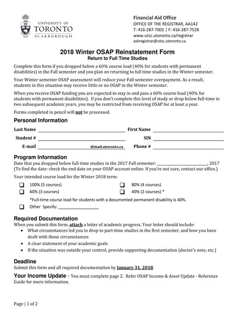 Osap Reinstatement Form Fill Online Printable Fillable Blank