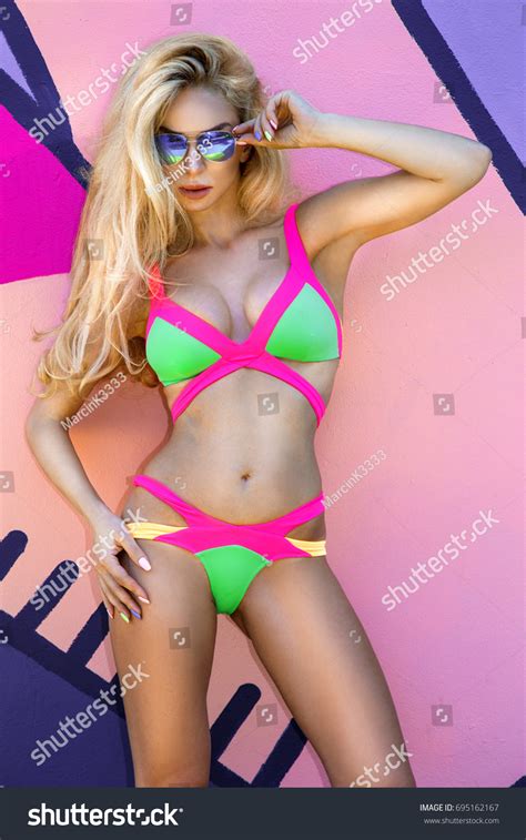 Sexy Model Elegant Colorful Bikini On Stock Photo Shutterstock