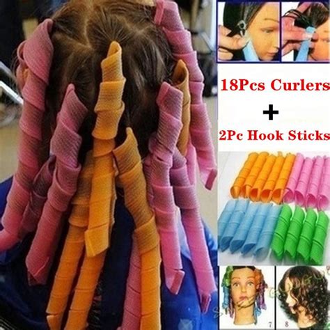18Pcs/Set Magic Leverage DIY Hair Rollers Curlers Spiral Circle No Heat ...