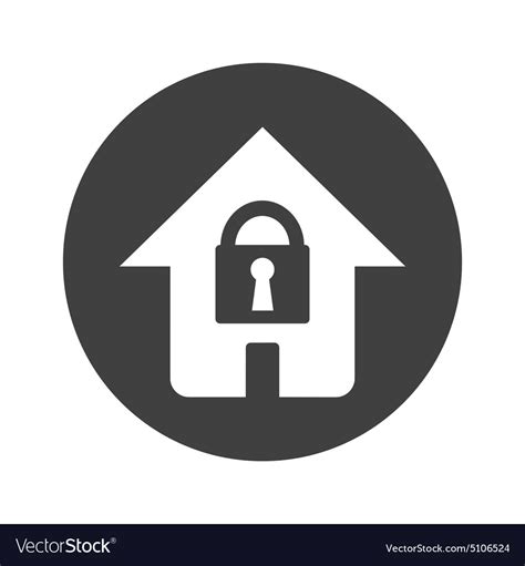 Monochrome Round Locked House Icon Royalty Free Vector Image