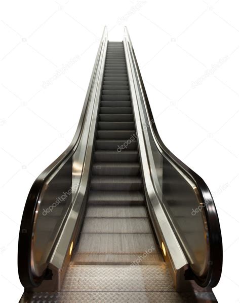 Escalator Or Moving Ramp Stairs Isolated On White — Stock Photo