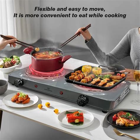 WISDOMMAN Portable Electric Stove Double Stove Burner Mini Stove Hot Plate Cooking Plate W