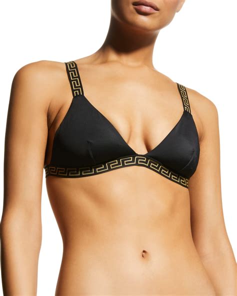 Versace Triangle Greca Bikini Top Neiman Marcus