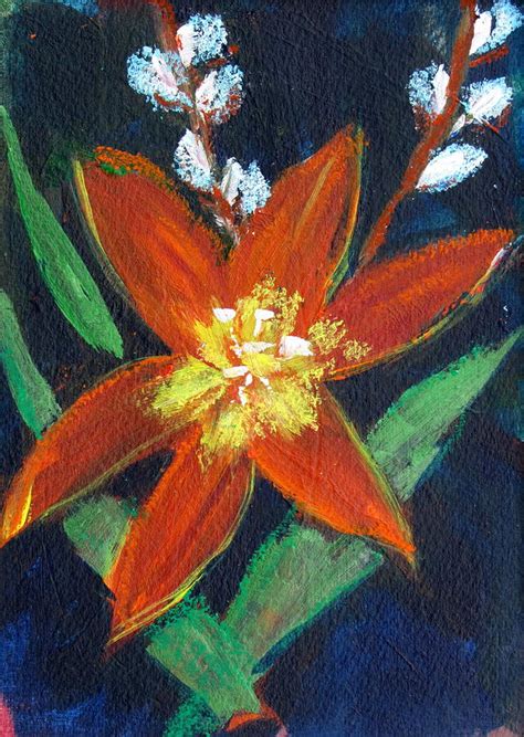 Orange Lily With Pussy Willows Painting By Betty Pieper Fine Art America