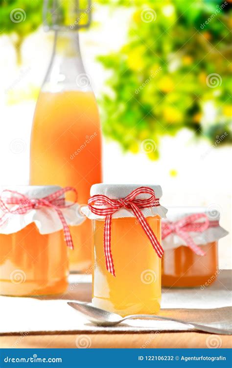 Homemade Jelly Jars Juice Bottle Stock Photo Image Of Apple Apples