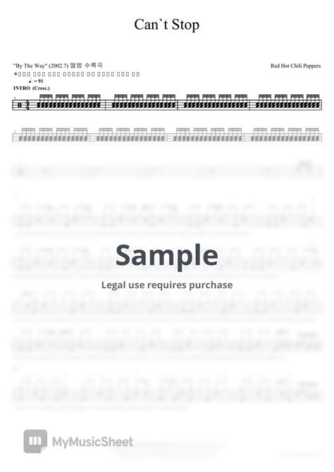 Red Hot Chili Peppers Can T Stop Sheet Music By COPYDRUM