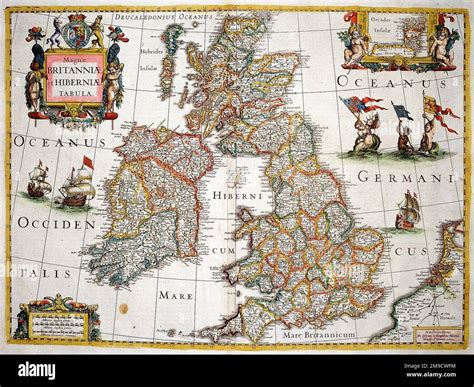 17th Century Map Showing The Invasions Of England And 40 Off