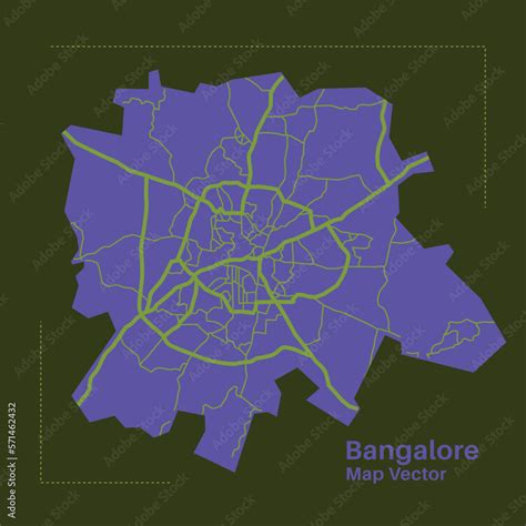 Detailed Vector Bangalore Map Bangalore City Map Bangalore Map