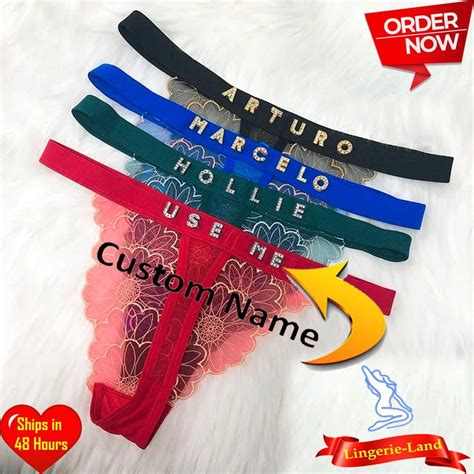 Custom Lingerie Custom Panty Letters Thong Surprised Gift For Her Personalised Name Thong