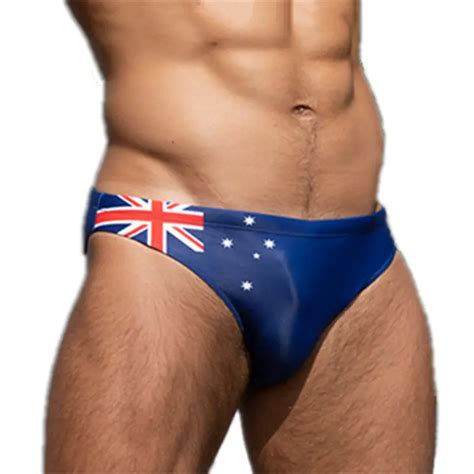 Us Australia Flag Mens Bikini Briefs Swim Trunks Sexy Slip Swimming Shorts For Big Size Swimwear