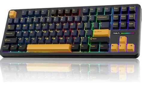 Teclado Mecânico Aula F Sem Fio Tri Mode Hot Swapp Cinza escuro Ingles Us Frete grátis