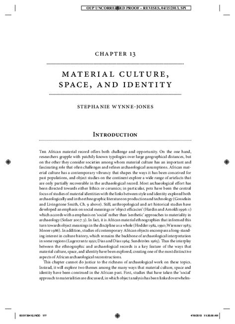 (PDF) Material Culture, Space and Identity