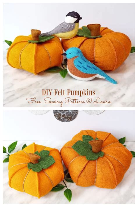 DIY Felt Pumpkin Free Sewing Pattern Fabric Art DIY