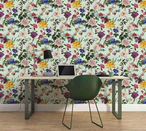 Non Woven Wallpaper Jette Flowers Blue Green 37336 2