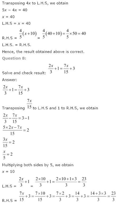 Ncert Solutions For Class Maths Chapter Linear Equations In One