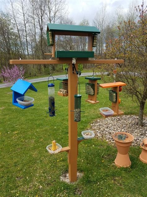 Bird feeder station with open air/platform feeder, bluebird feeder ...