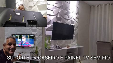 SUPORTE CASEIRO TV Por 15 Reais TV EM PAREDE DE GESSO 3D COMO