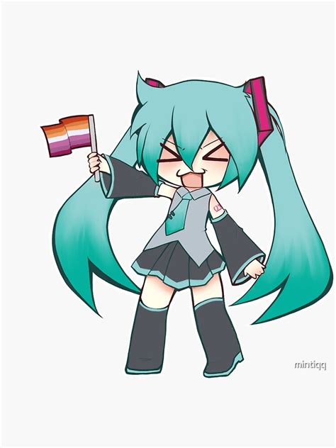 Hatsune Miku Wlw Lesbian Pride Sticker For Sale By Mintiqq Redbubble