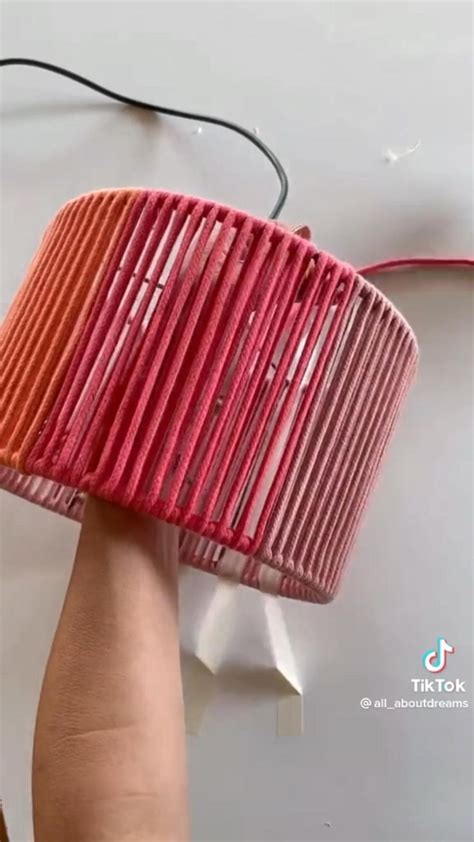 Yarn Lamp Shade Tutorial Diy Lamp Shade Hanging Lamp Diy Diy Lamp