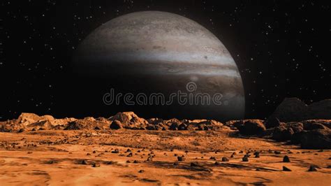 Mars Planet Surface And A Big Planet Background Stock Image Image Of