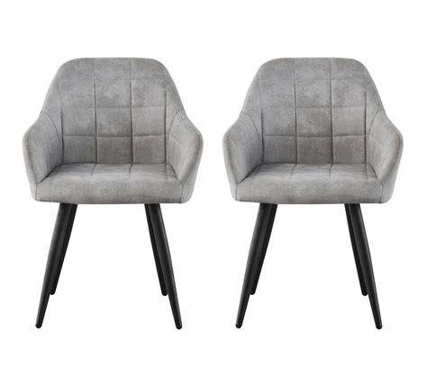 Set Of 2 Faux Matte Suede Leather Dining Chairs Accent Home