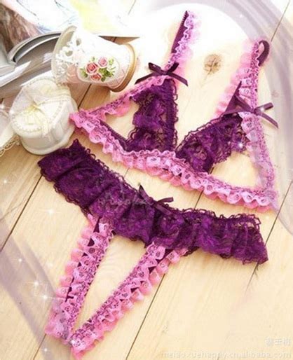 Buy Stunning Piece Imported Lace Open Bikini Set Purple Qty Online From Shopclues