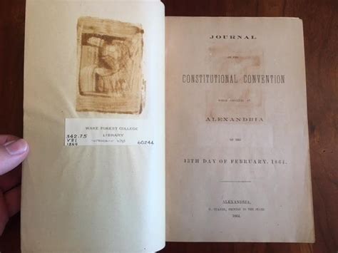 Journal Of The Constitutional Convention Which Convened At Alexandria