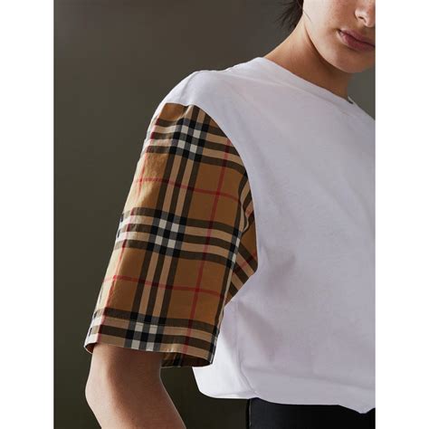 Burberry Vintage Check Sleeve Cotton T Shirt Lyst