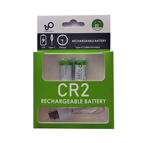 Батарейки CR2 акумуляторні з роз'ємом USB Type-C від Smartoools на 3.7V ...