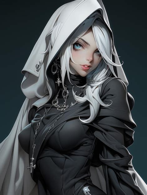 Premium Ai Image Portrait Anime Vampire Nun Posing Fierce Tsundere Hot Most Beautiful Plug Suit