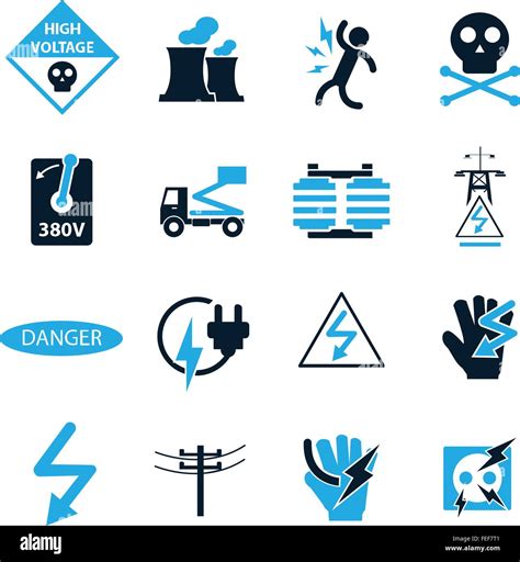 High Voltage Icons Set Stock Vector Image Art Alamy