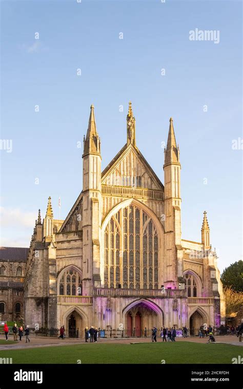 Winchester Cathedral West Facade In Winter Cathedral Close Winchester