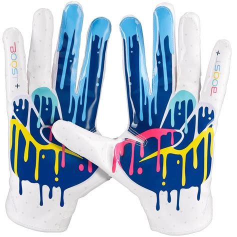 Drippy White Football Gloves Youth Tyreek Hill Gloves Grip Boost