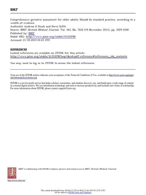 Comprehensive Geriatric Assessment For Older Adults | PDF | Patient ... 