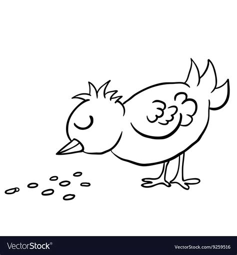 Black And White Bird Eating Seed Royalty Free Vector Image
