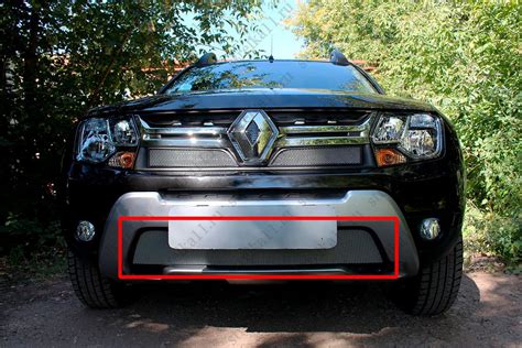 Защитная сетка радиатора низ хром Renault Duster (2015-2021) рестайлинг ...