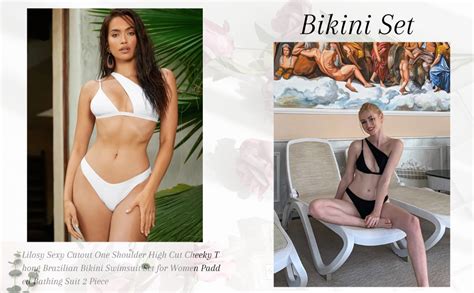 Amazon Lilosy Sexy Cutout One Shoulder Bikini High Cut Brazilian Bikini Swimsuit Set