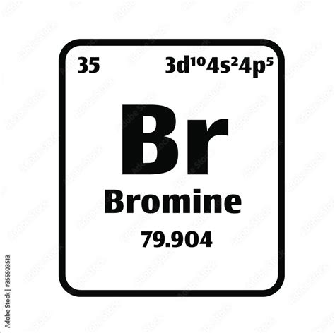 Bromine Br Button On Black And White Background On The Periodic Table