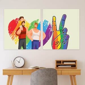 Gay Male Wall Art Gay Couple Poster Love Paintings Heart Wall Decor Multi Panel Canvas Wall