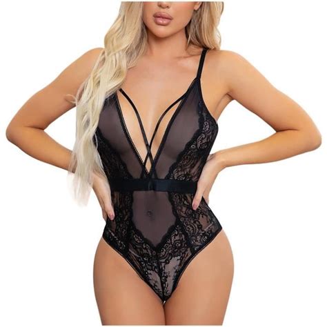 Sasaquoy Bustier Corset Lingerie Sous Vêtements Sexy Pyjamas Femmes Dentelle Teddy Collants