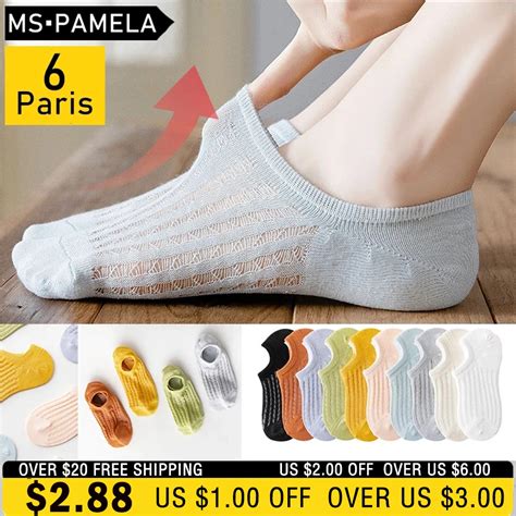 6 pares set mulheres antiderrapante meias curtas silicone invisível