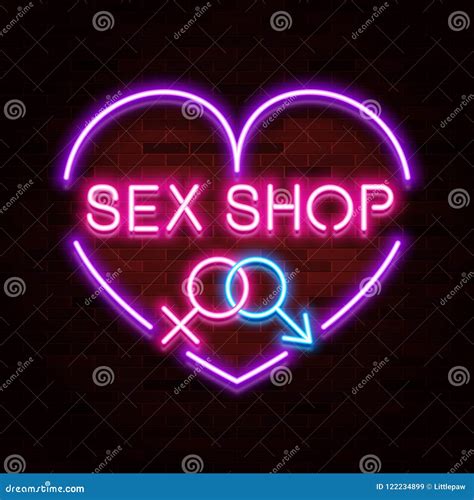 Sex Shop Logo Neon Realistic Text Design Adult Store Vector Illustration Stock Vector
