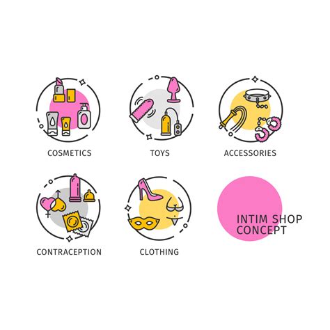 Intim Shop Concept Thin Line Icons Labels Set Vector 17083025 Vector Art At Vecteezy