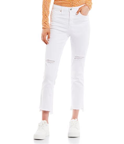 Circus NY High Rise Destructed Slim Crop Straight Jeans | Dillard's